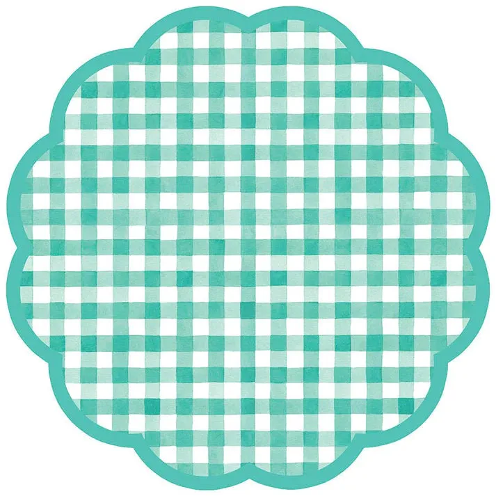 Gingham Scalloped Paper Placemats - 10