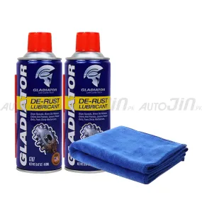 Gladiator De Rust Lubricant 450ML - Pack Of Two with Microfiber Towel