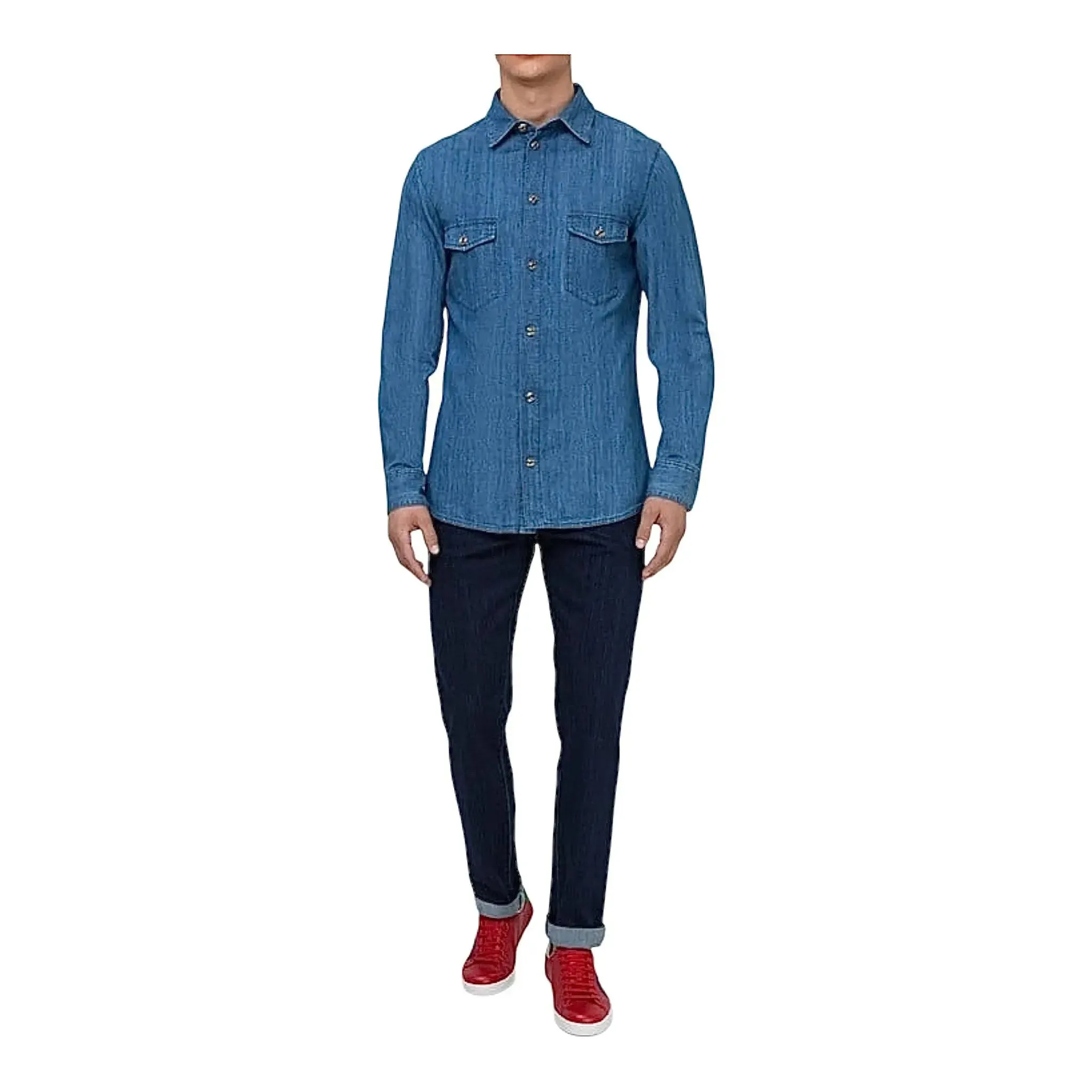 Gucci G Interlocking Button Denim Shirt