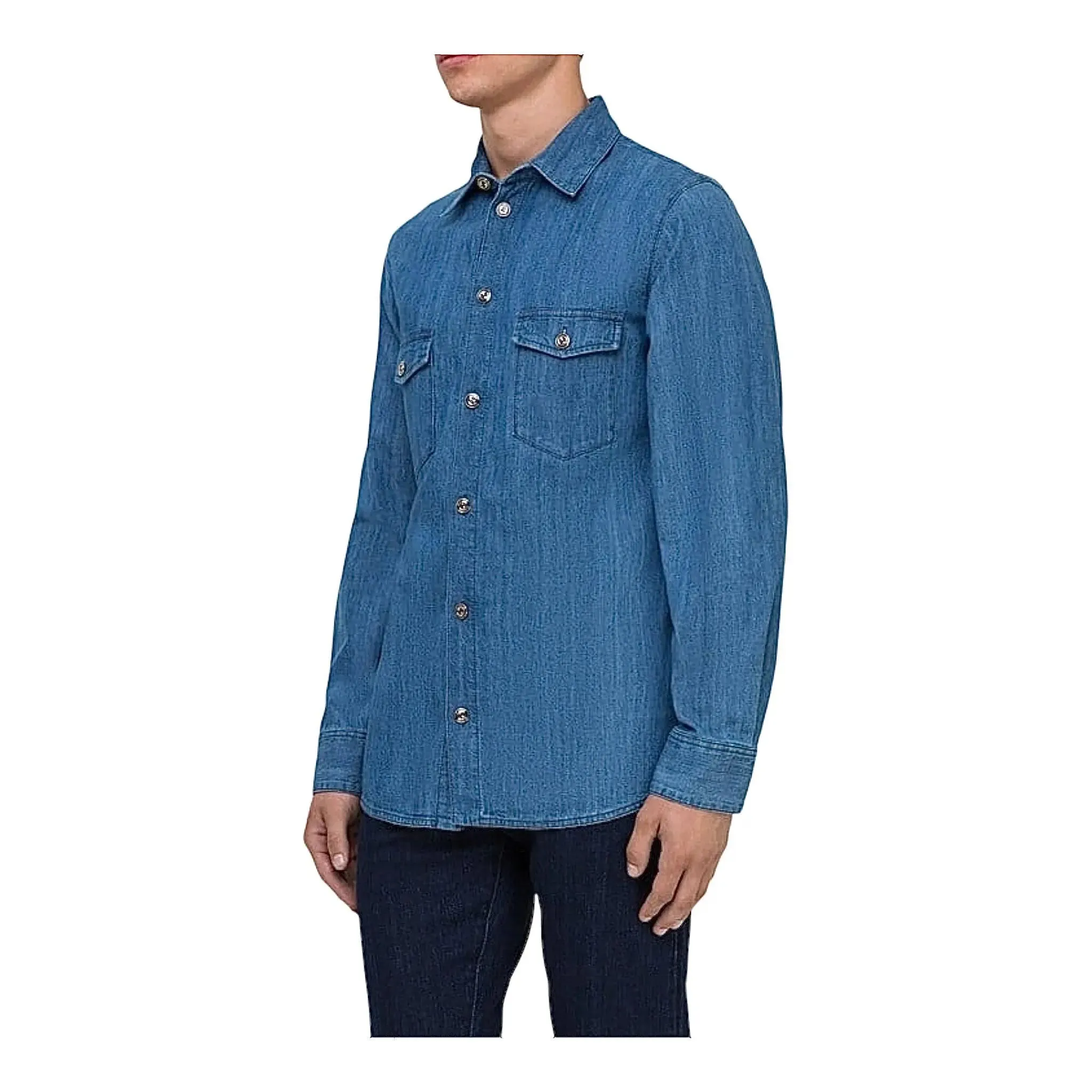 Gucci G Interlocking Button Denim Shirt