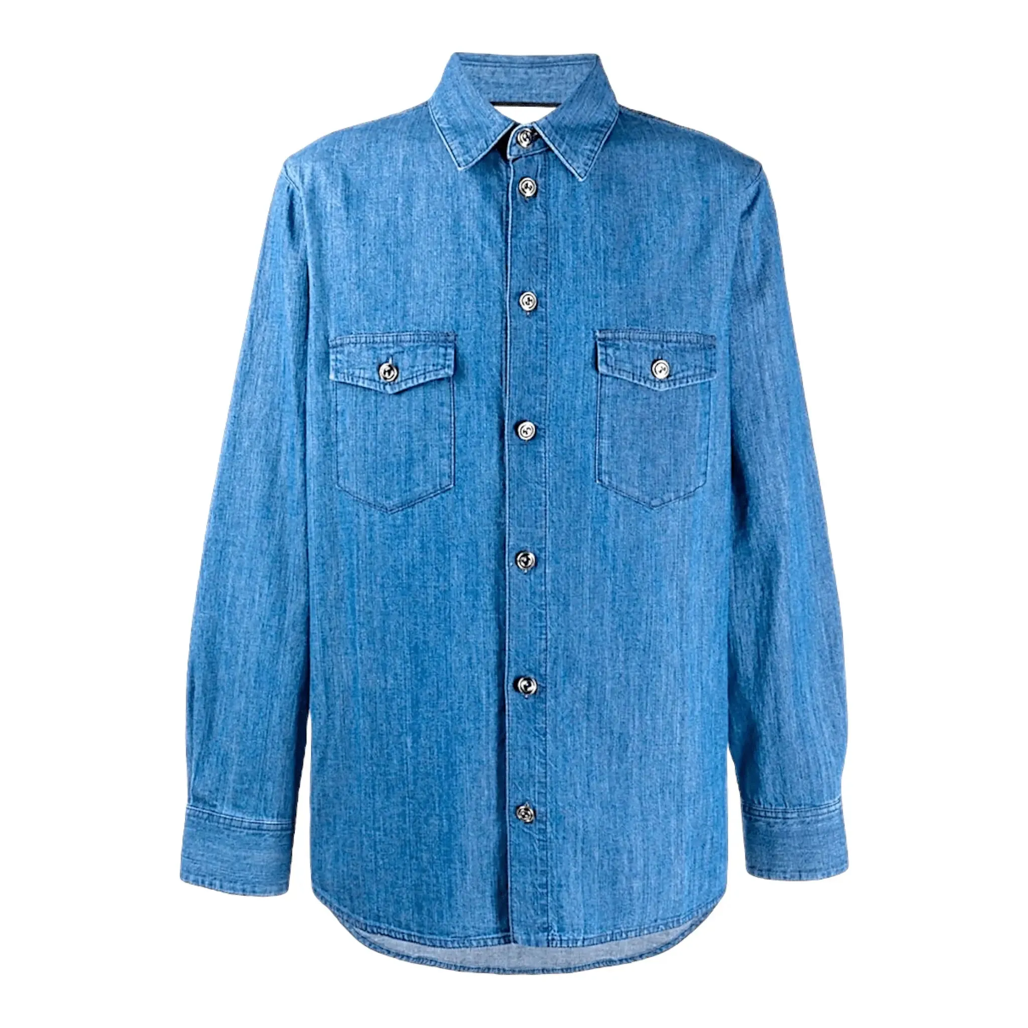 Gucci G Interlocking Button Denim Shirt