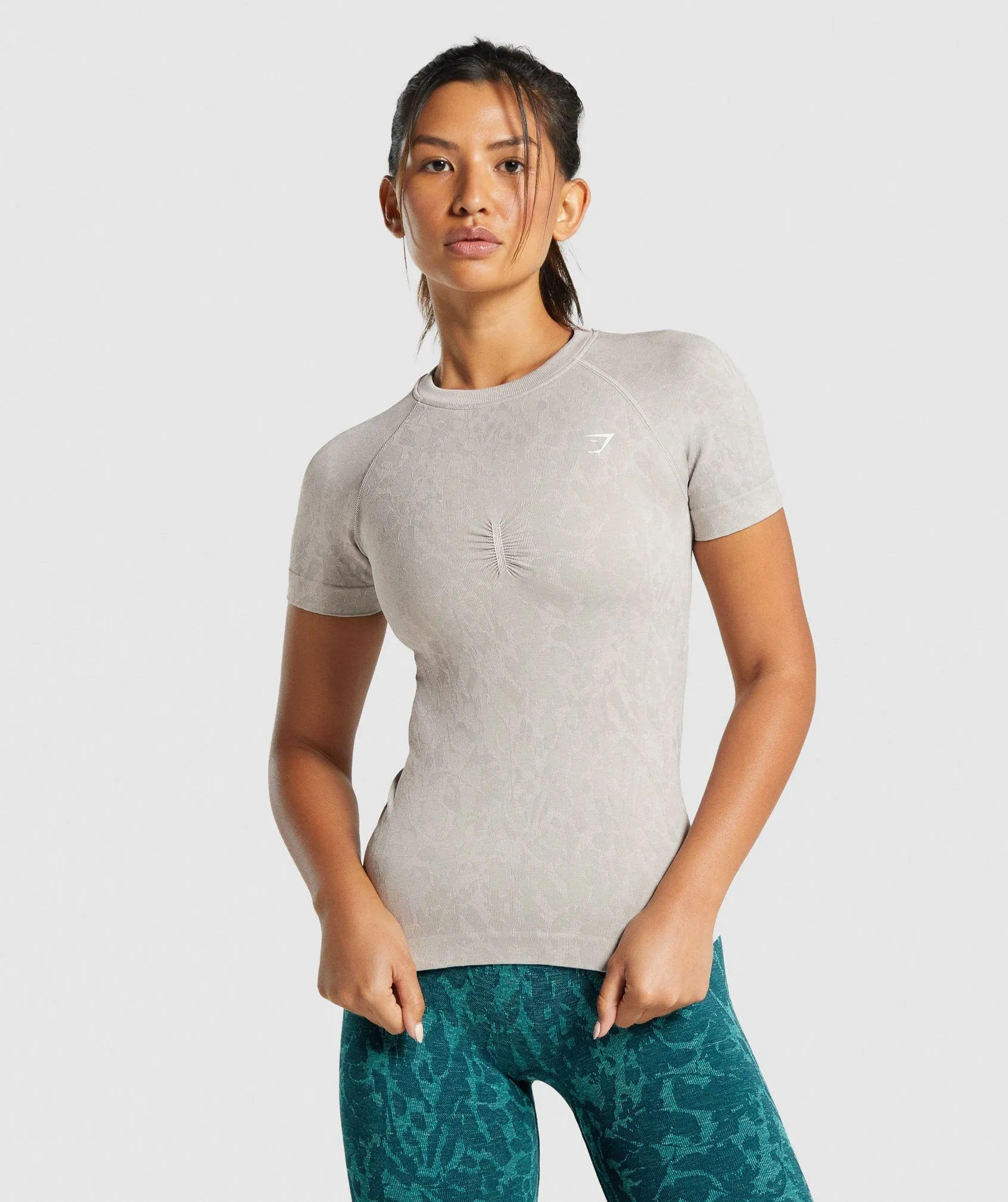 Gymshark Adapt Animal Seamless T-Shirt - Butterfly | Grey