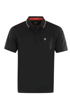 Hajo Tactel Black Tipped Collar Polo Black