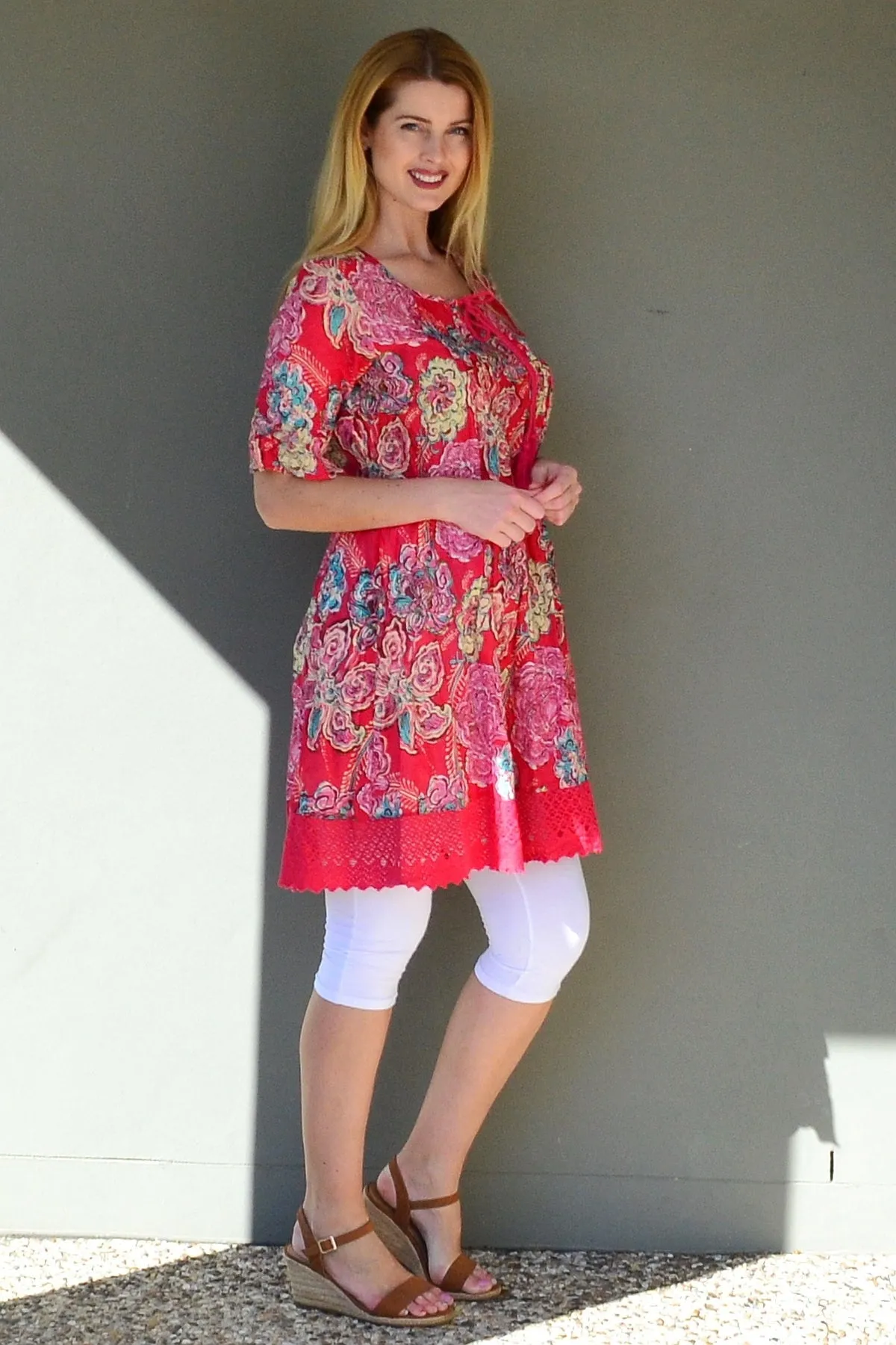 Hannah Boho Red Tunic Dress