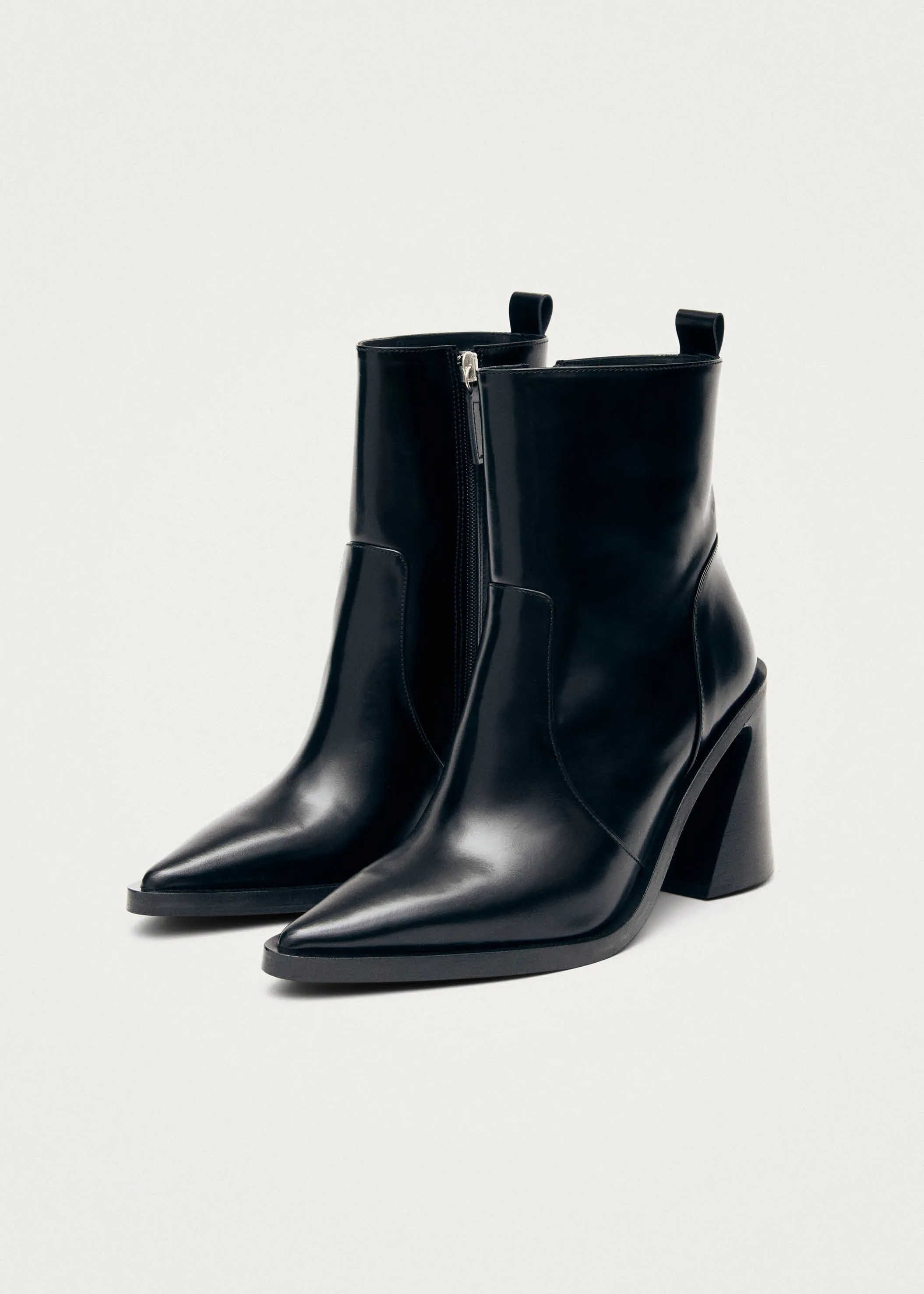 Haylo Black Leather Ankle Boots