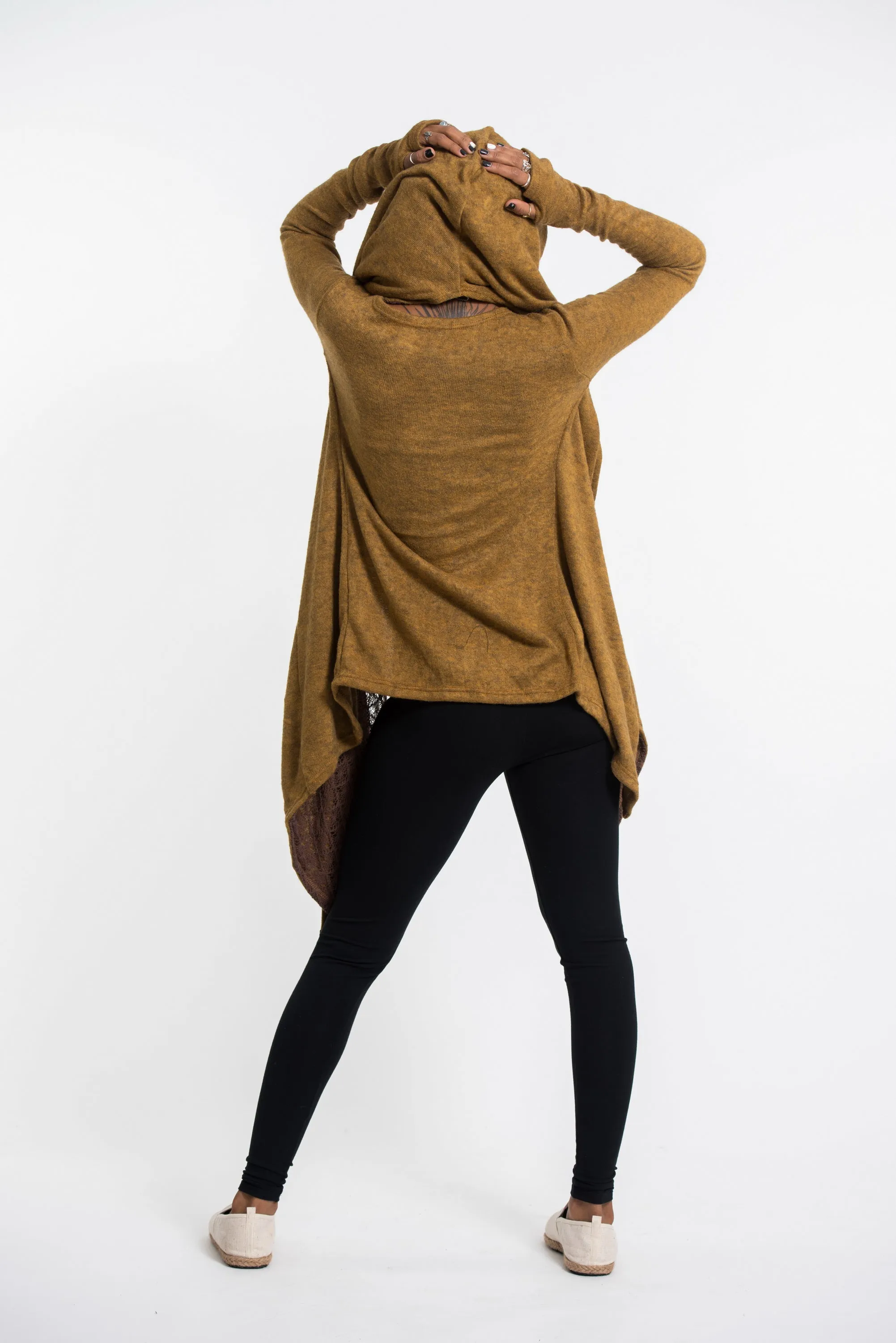 Hoodie Shawl Cardigan in Mustard