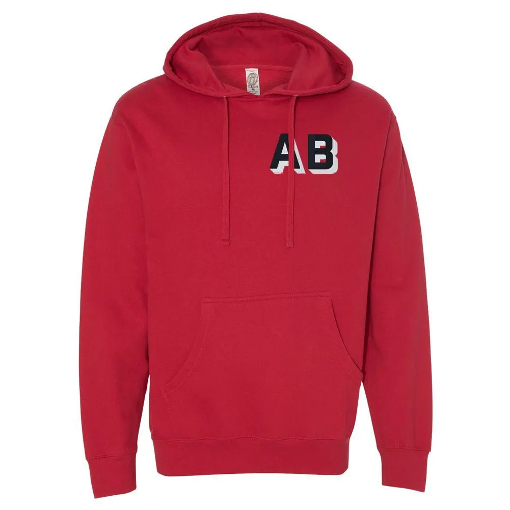 Initialed Shadow Block Letters Longer Length Hoodie