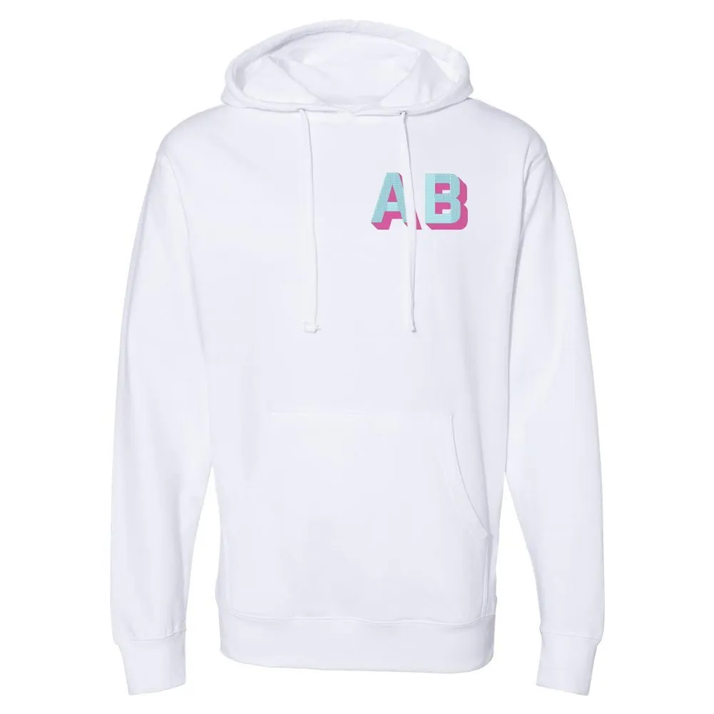 Initialed Shadow Block Letters Longer Length Hoodie