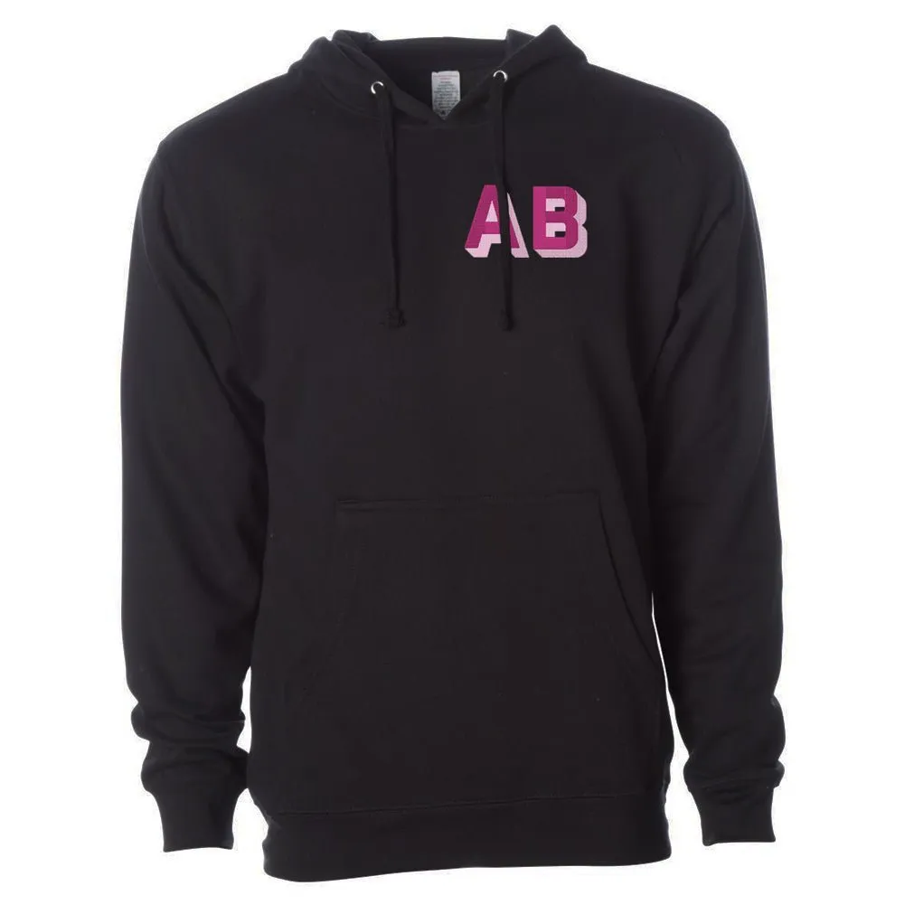 Initialed Shadow Block Letters Longer Length Hoodie