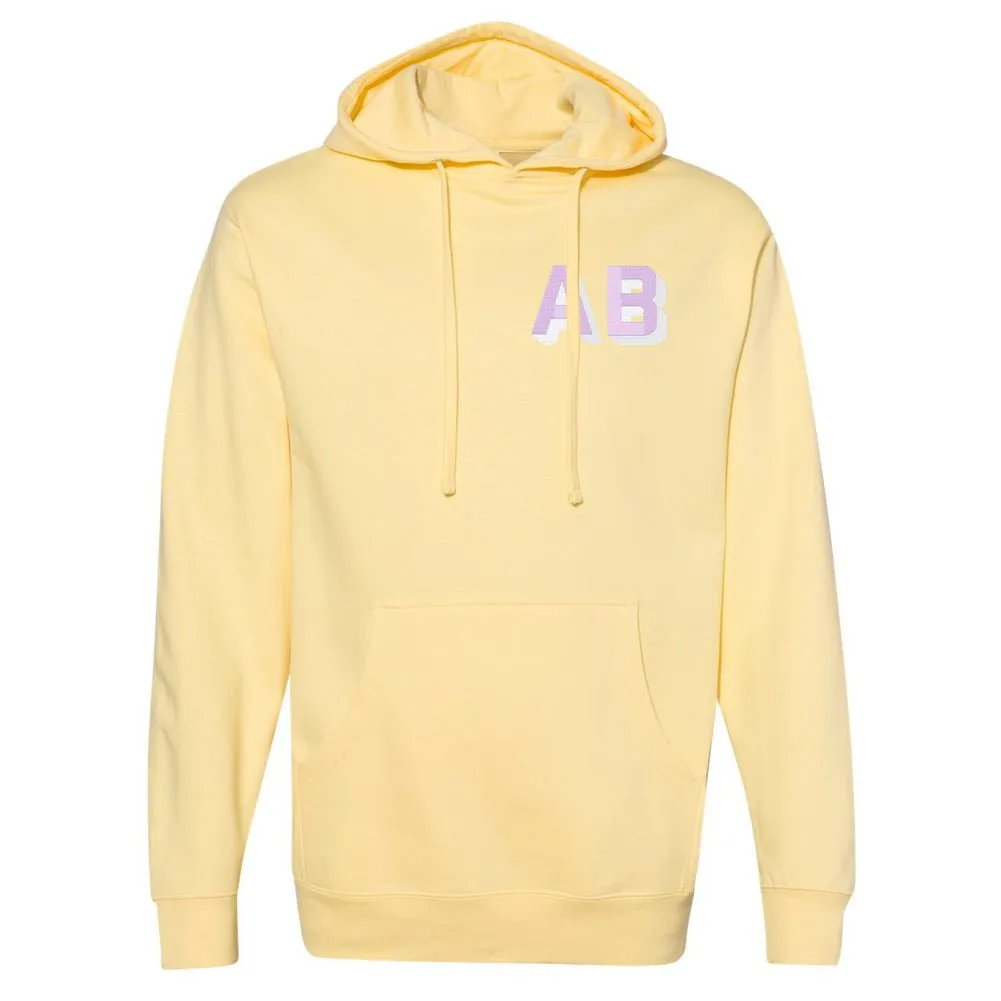 Initialed Shadow Block Letters Longer Length Hoodie