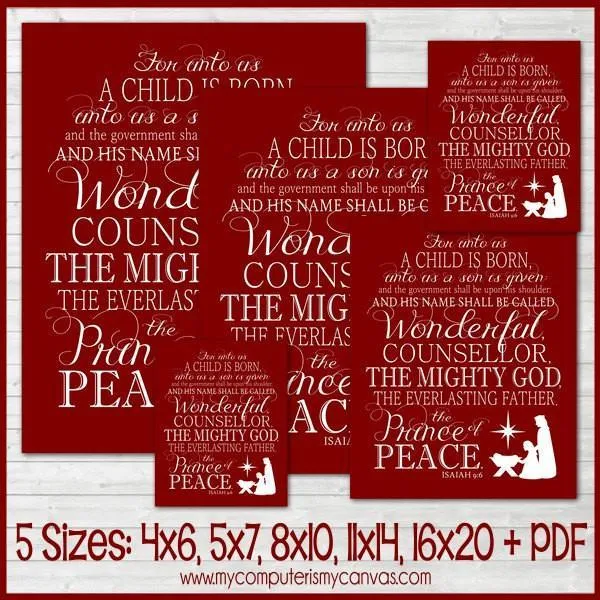 Isaiah 9:6 Nativity Christmas Subway Art PRINTABLE