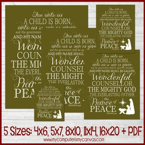 Isaiah 9:6 Nativity Christmas Subway Art PRINTABLE