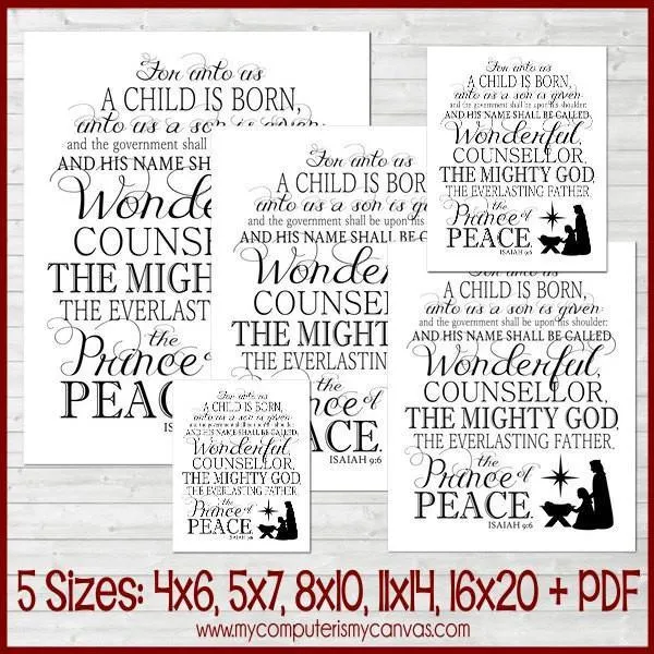 Isaiah 9:6 Nativity Christmas Subway Art PRINTABLE