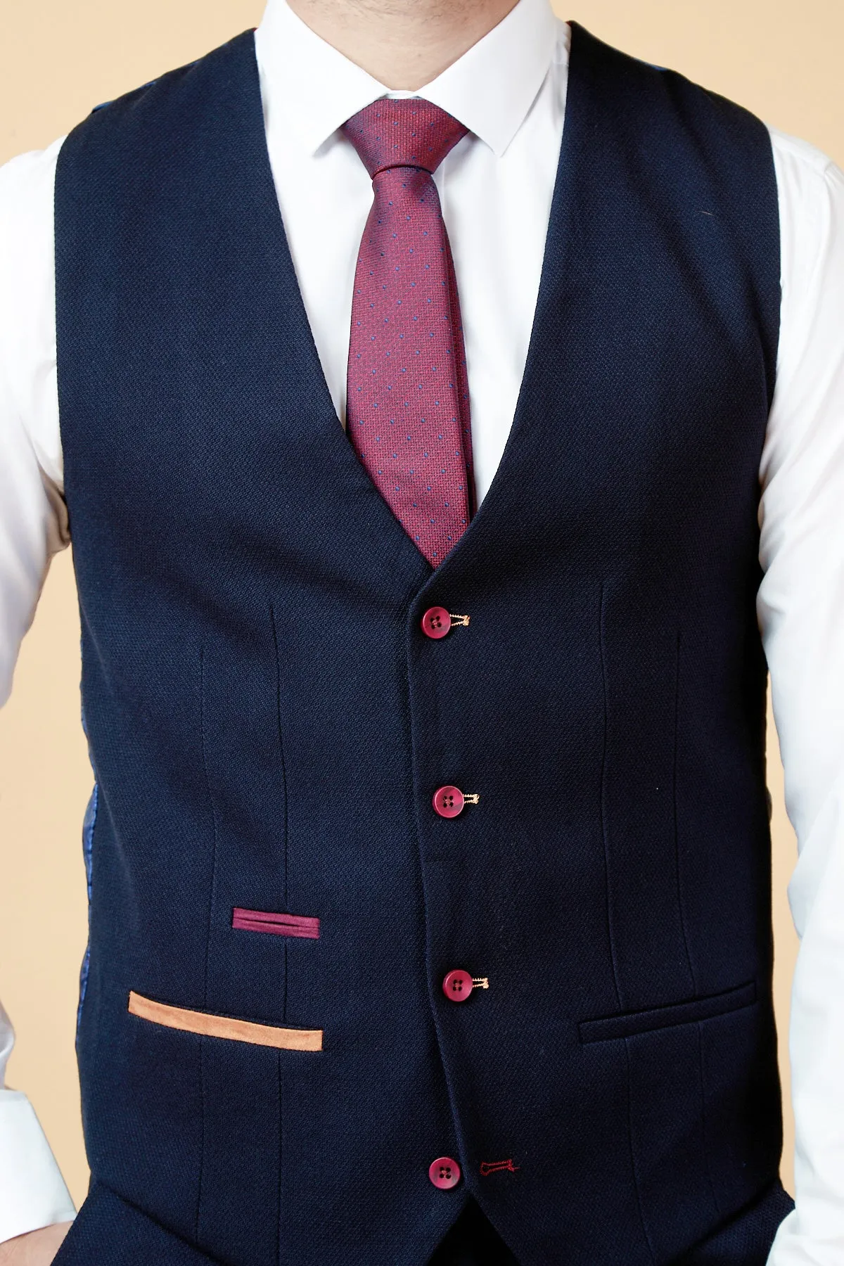 JD4 - Navy Contrast Trim Waistcoat