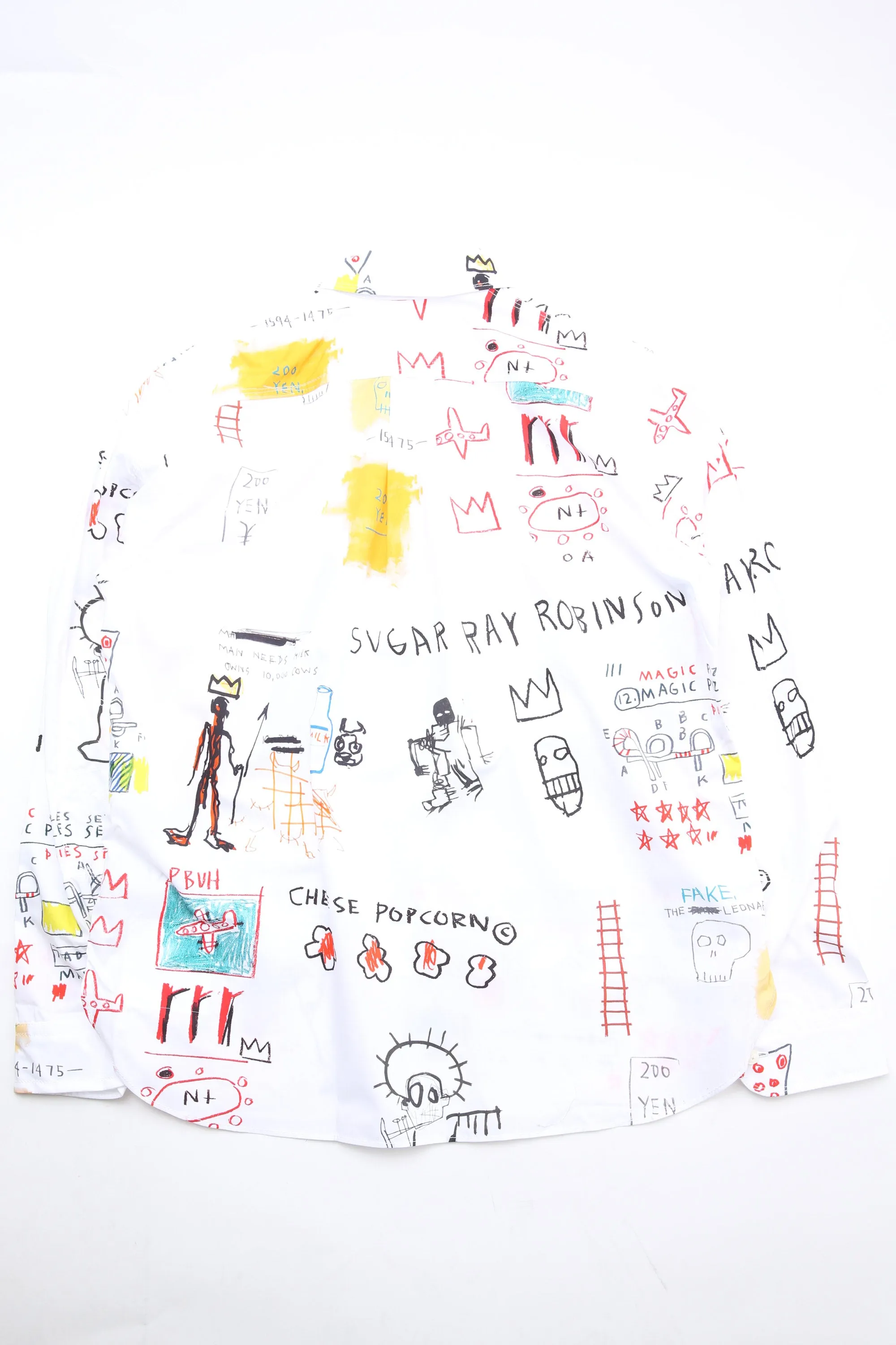 Junya Watanabe MAN x Jean-Michel Basquiat Wide Fit Cotton Shirt - White/Black/Yellow/Red