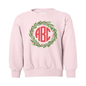 Kids Monogrammed 'Mistletoe Wreath' Crewneck Sweatshirt