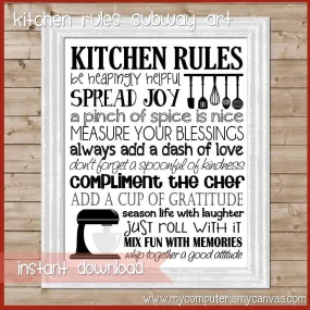 Kitchen Rules Subway Art PRINTABLE