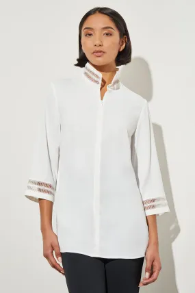 Lattice Trim Crepe de Chine Tunic