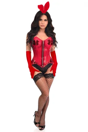 Lavish 4 PC Clear Red Sexy Bunny Corset Costume