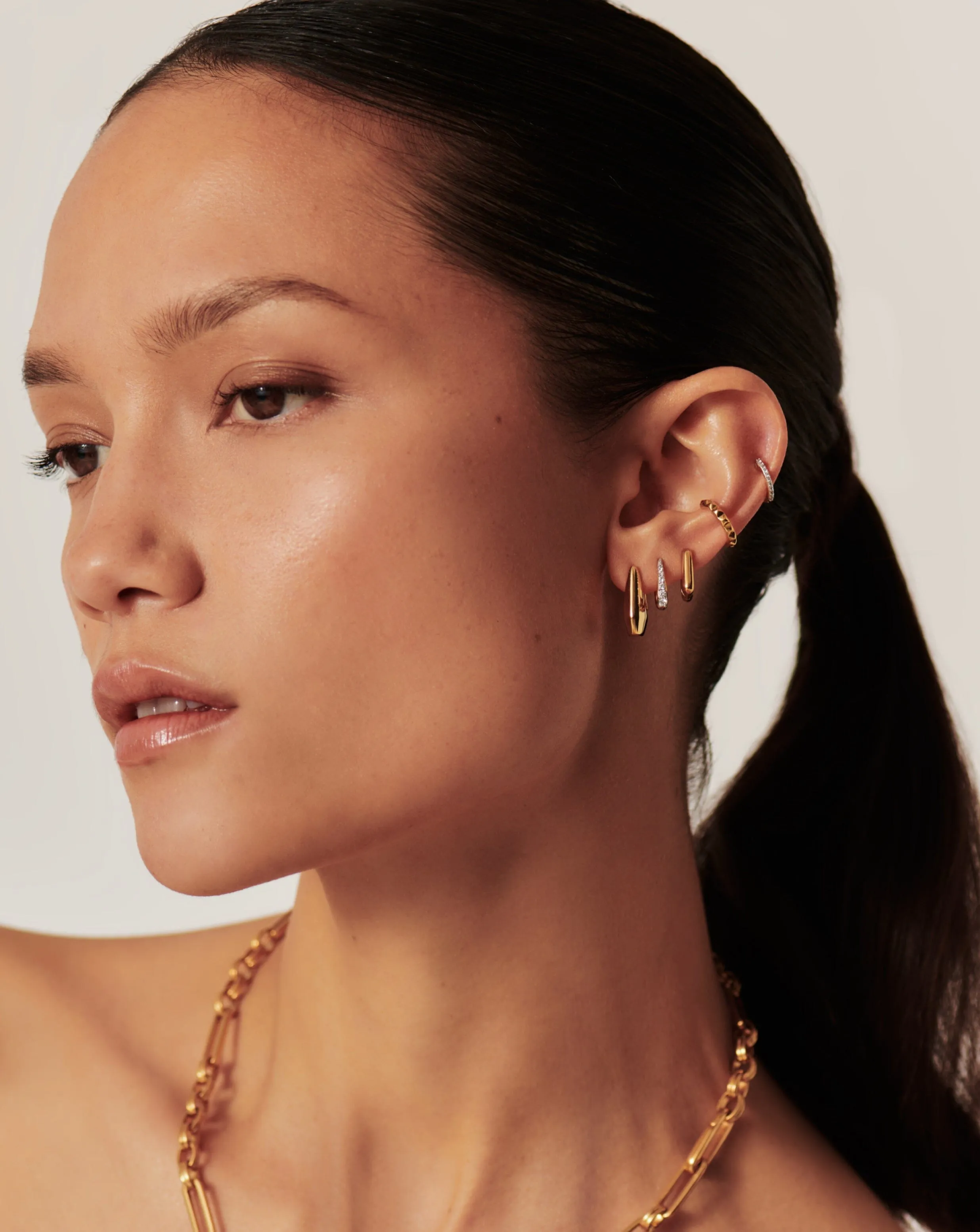 Lucy Williams Arco Small Hoop Earrings  | 18ct Gold Plated Vermeil