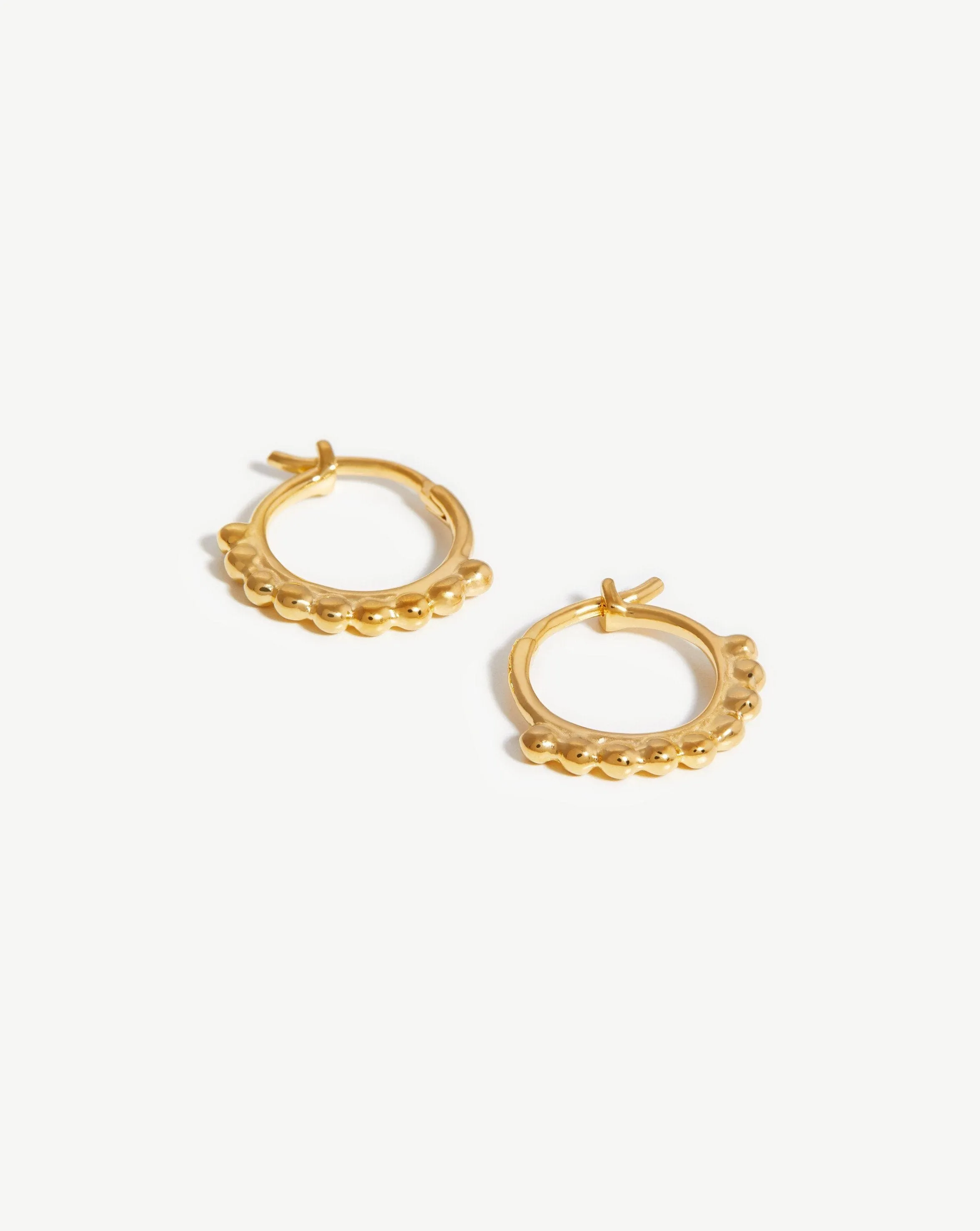 Lucy Williams Mini Beaded Hinged Hoop Earrings | 18ct Gold Plated Vermeil