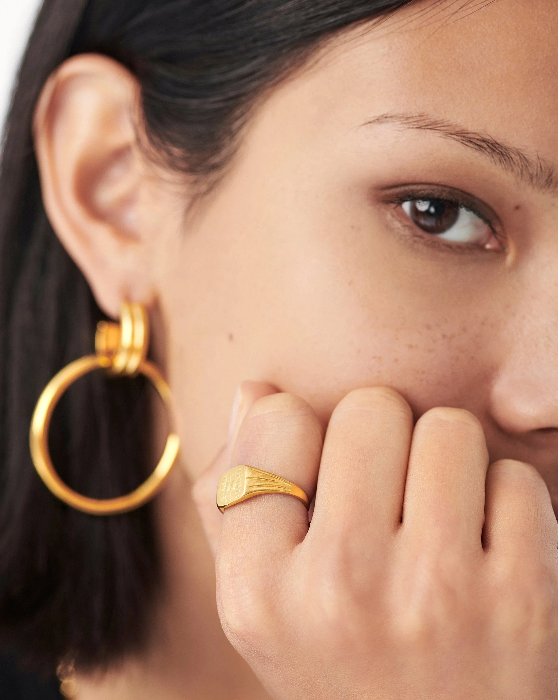 Lucy Williams Square Coin Signet Ring | 18ct Gold Plated Vermeil