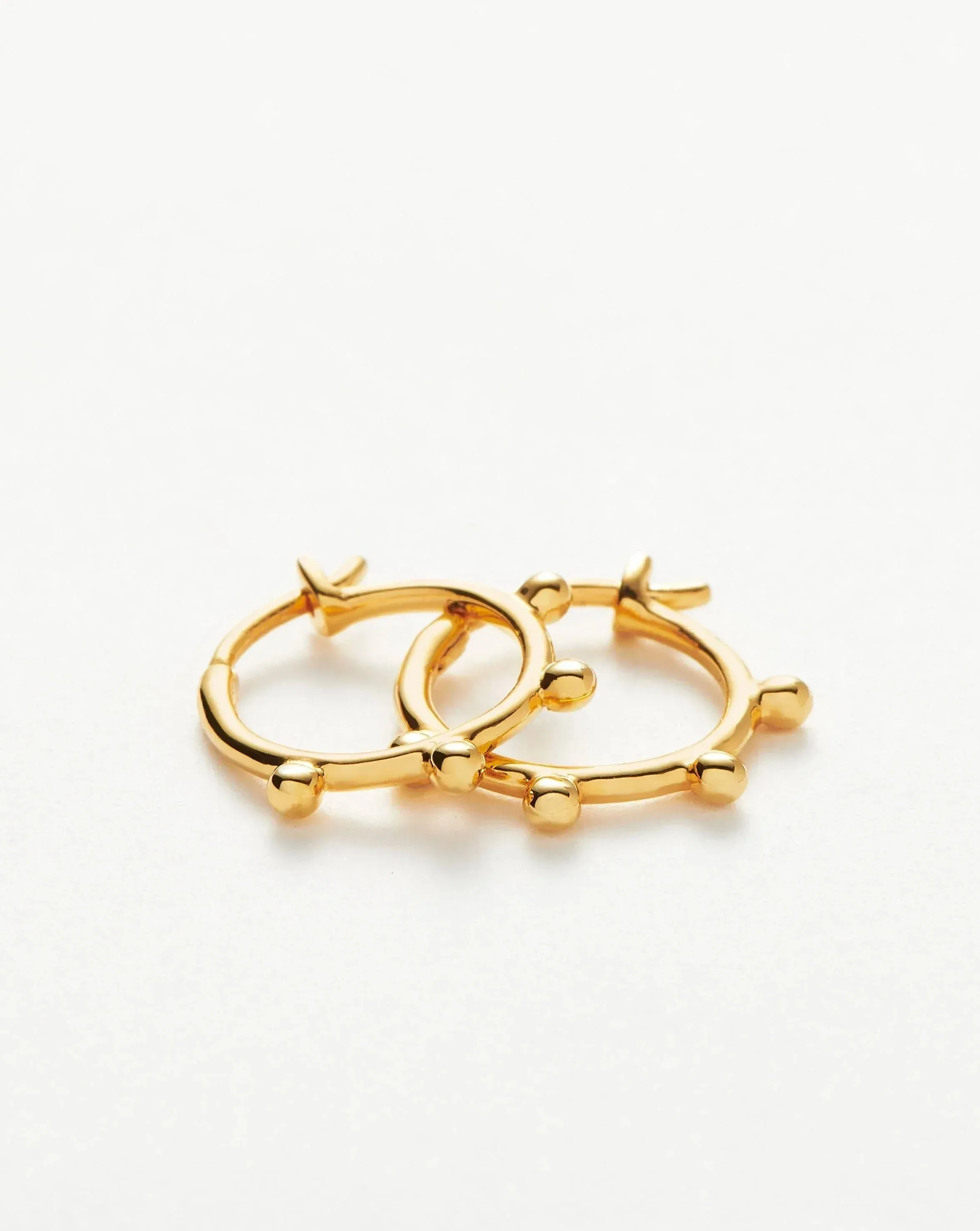 Lucy Williams Tiny Orb Hinged Hoop Earrings | 18ct Gold Plated Vermeil