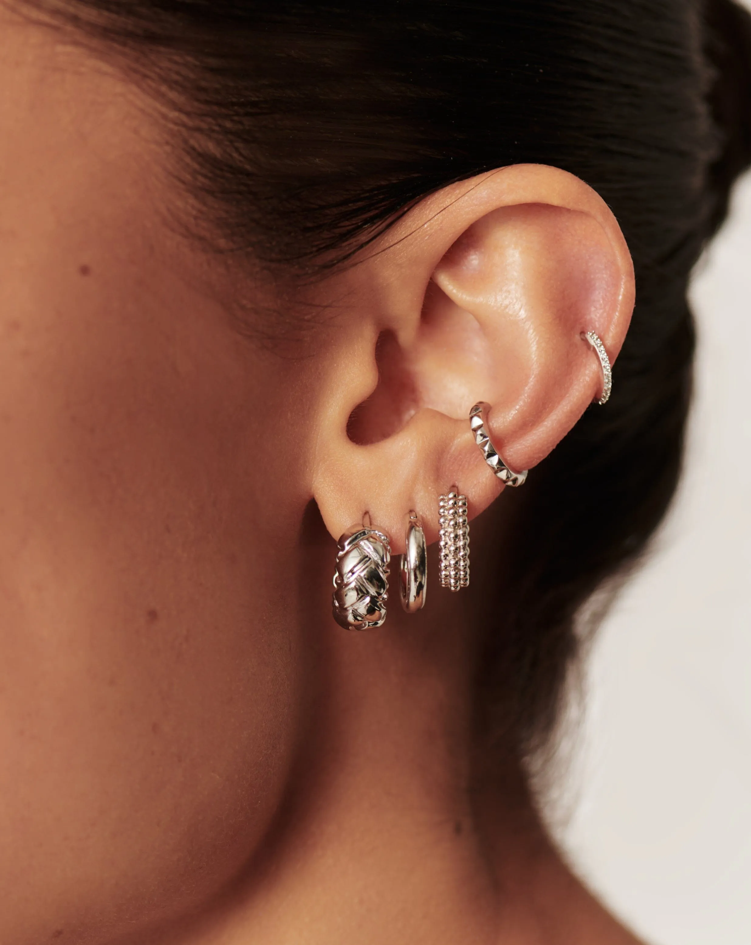 Lucy Williams Waffle Mini Hoop Earrings | Sterling Silver