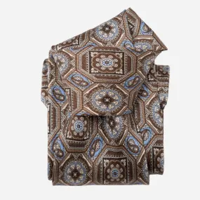 Mantova - Printed Silk Tie - Brown