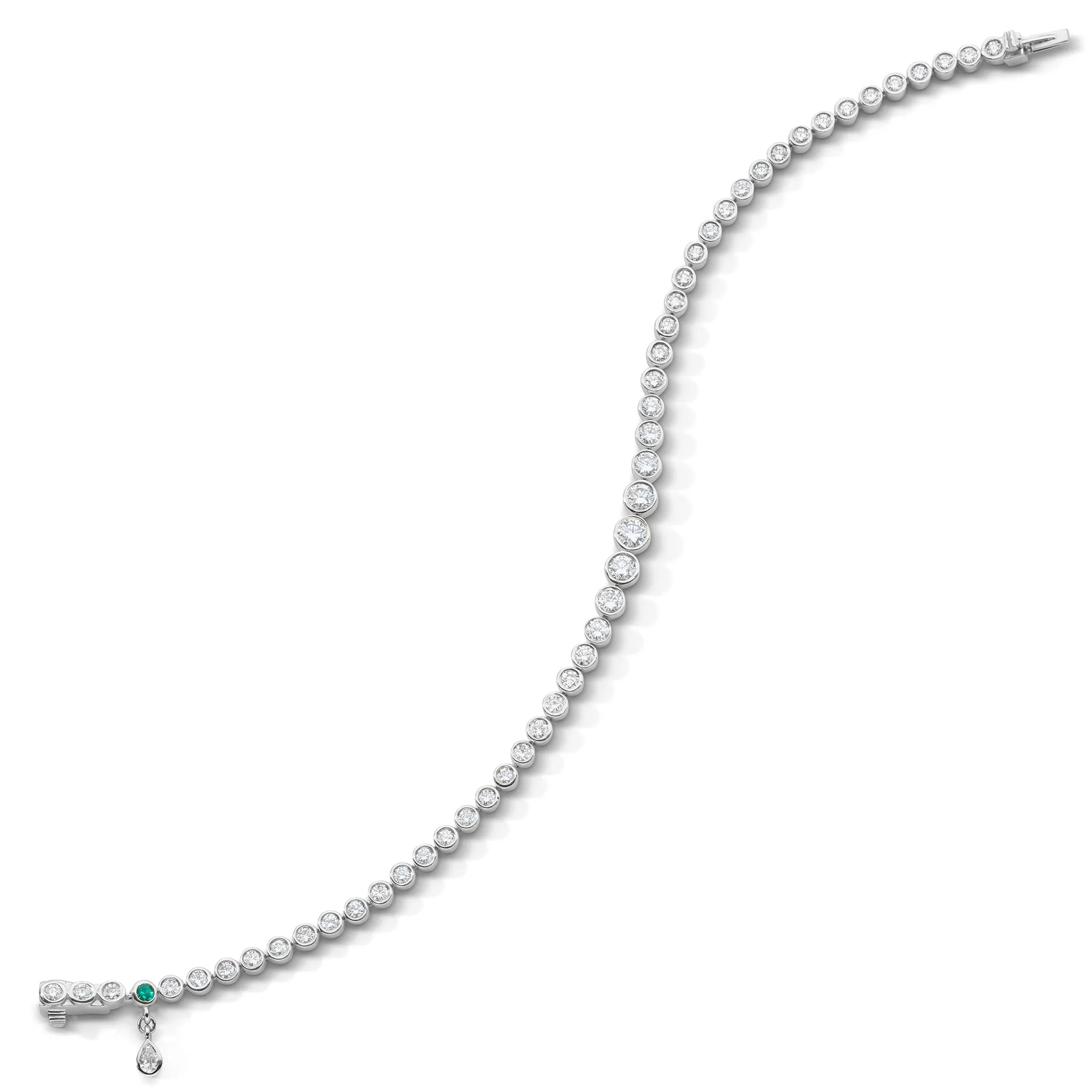 Midi Graduated Round Bezel Set Diamond 18K White Gold Tennis Bracelet