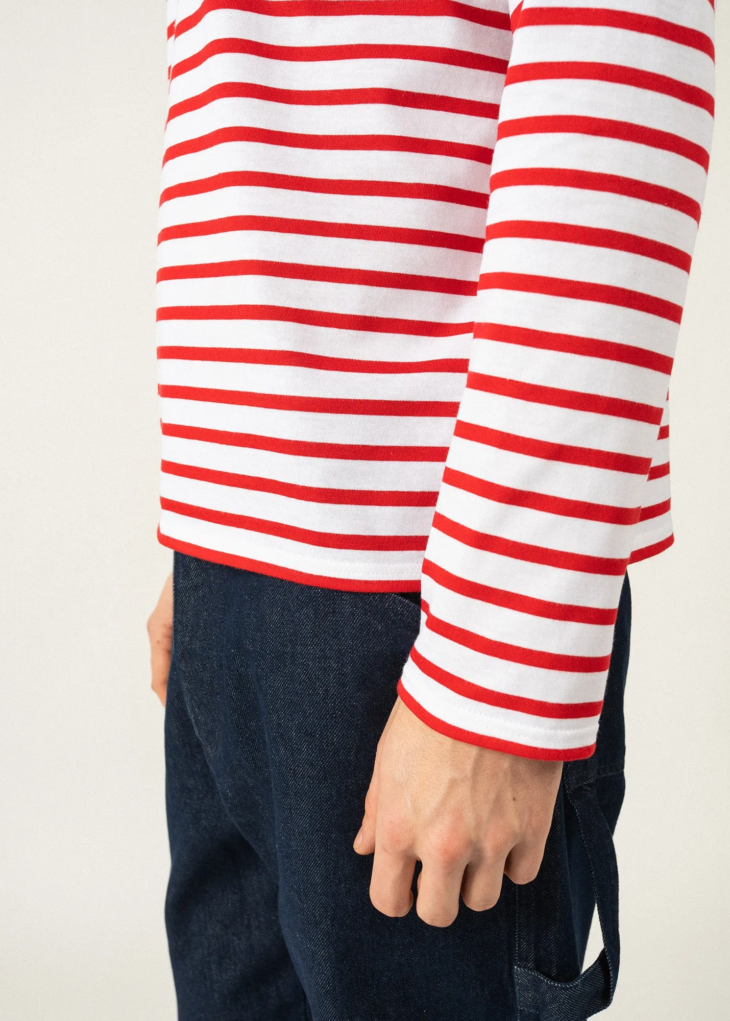 Minquiers unisex striped sailor shirt - regular fit, in light cotton (NEIGE/TULIPE)