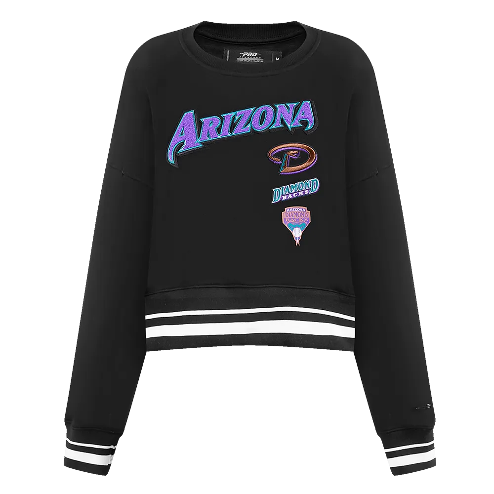 MLB ARIZONA DIAMONDBACKS RETRO CLASSIC WOMEN'S RIB CREWNECK (BLACK)