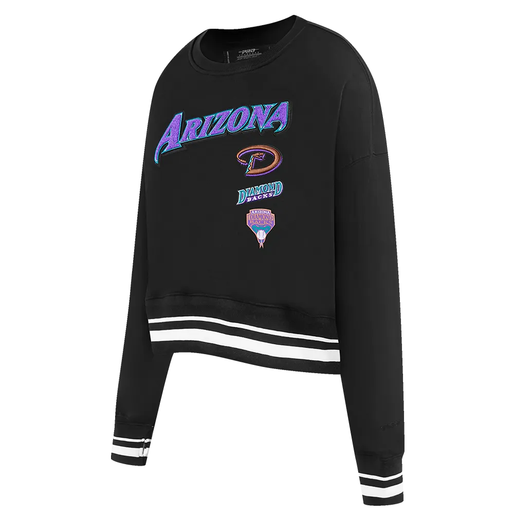 MLB ARIZONA DIAMONDBACKS RETRO CLASSIC WOMEN'S RIB CREWNECK (BLACK)