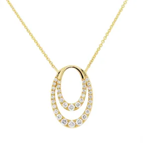 MODERN YELLOW GOLD DIAMOND PENDANT NECKLACE, .46 CT TW