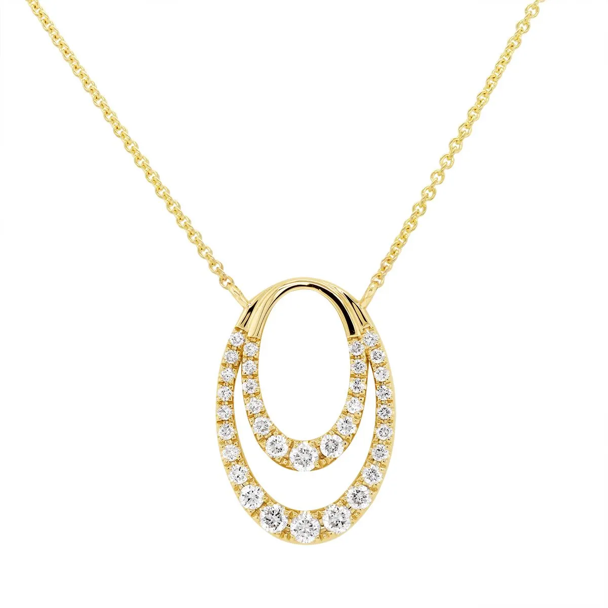 MODERN YELLOW GOLD DIAMOND PENDANT NECKLACE, .46 CT TW