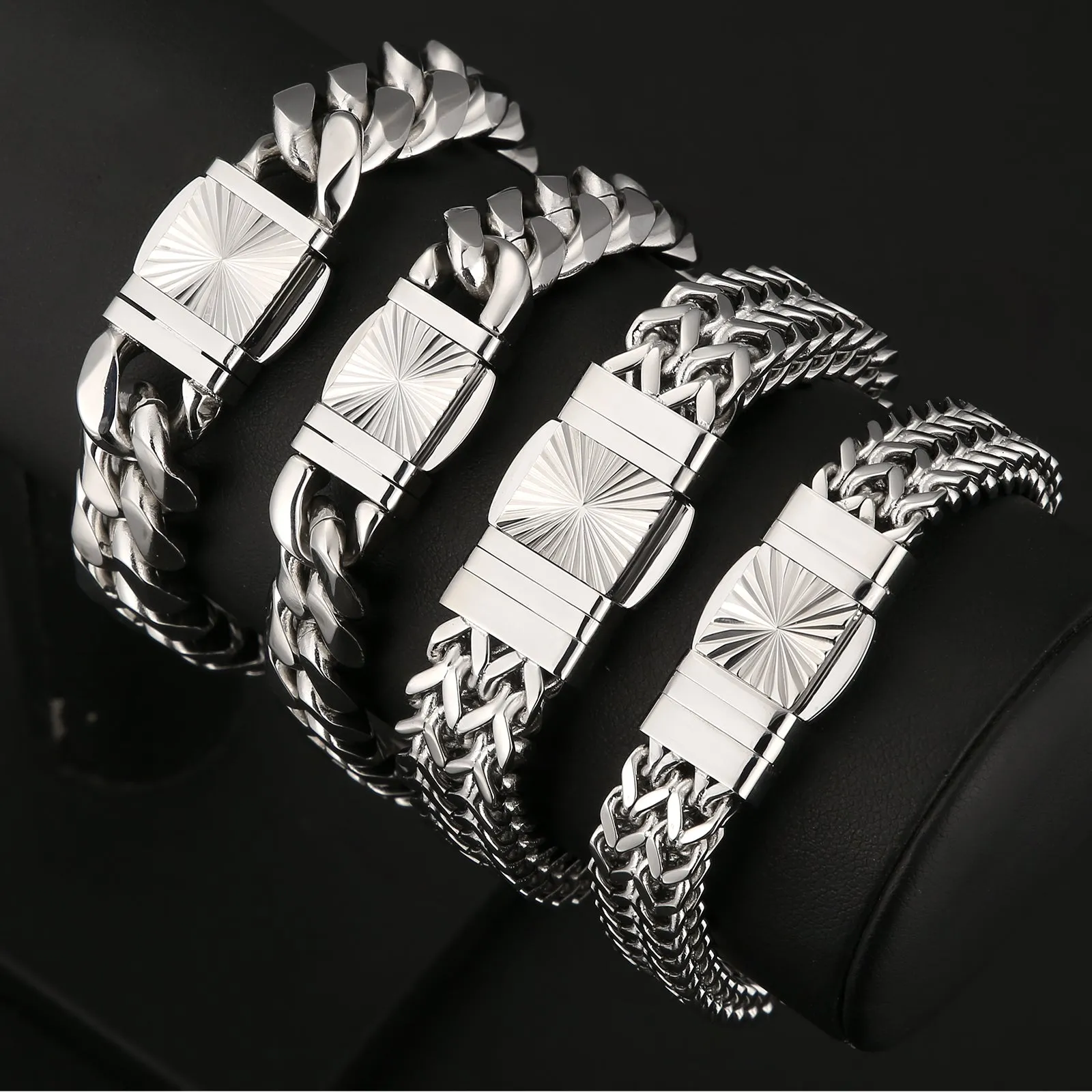 New 14mm 6-Sided Miami Cuban Link Bracelet with Embossed Clasp