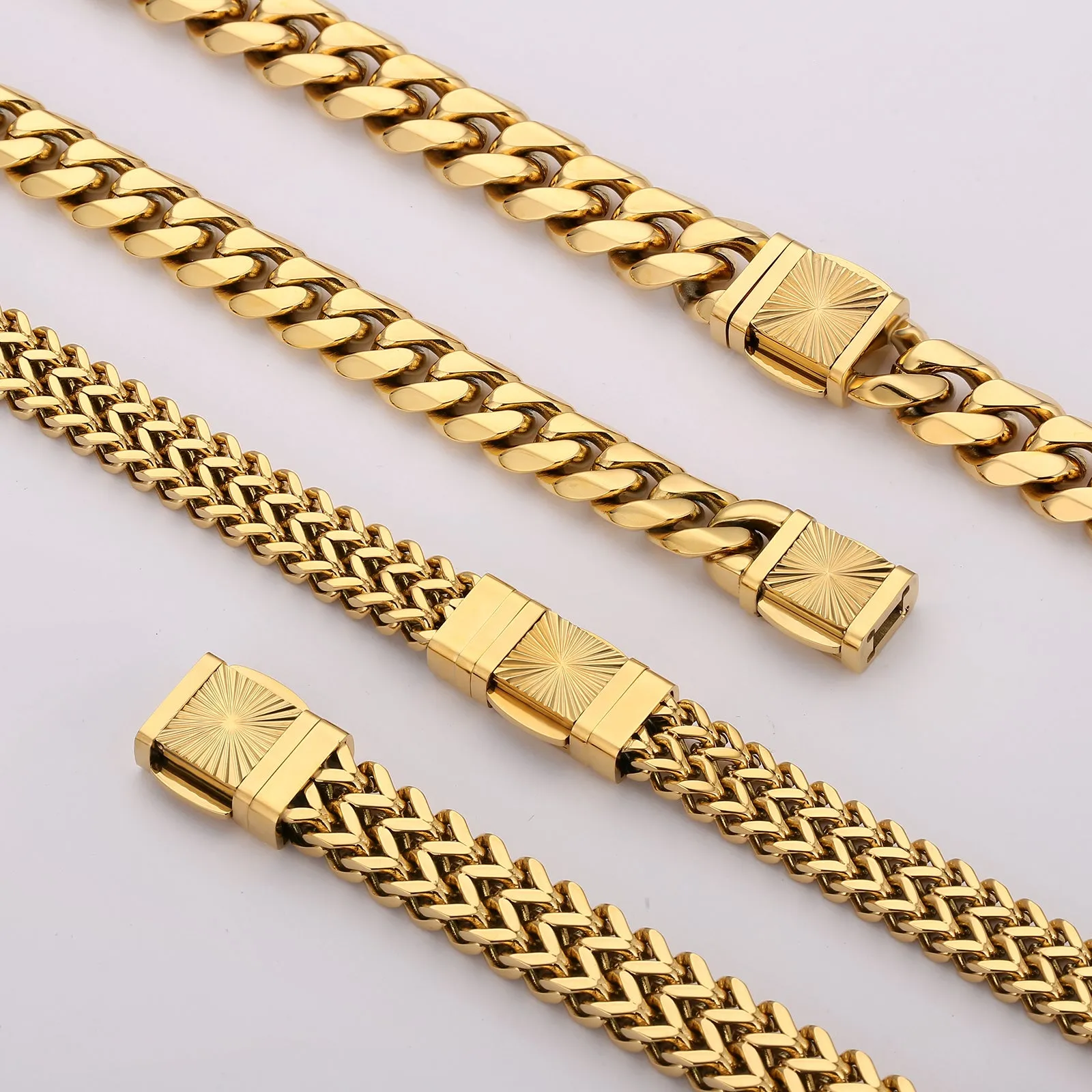 New 14mm 6-Sided Miami Cuban Link Bracelet with Embossed Clasp