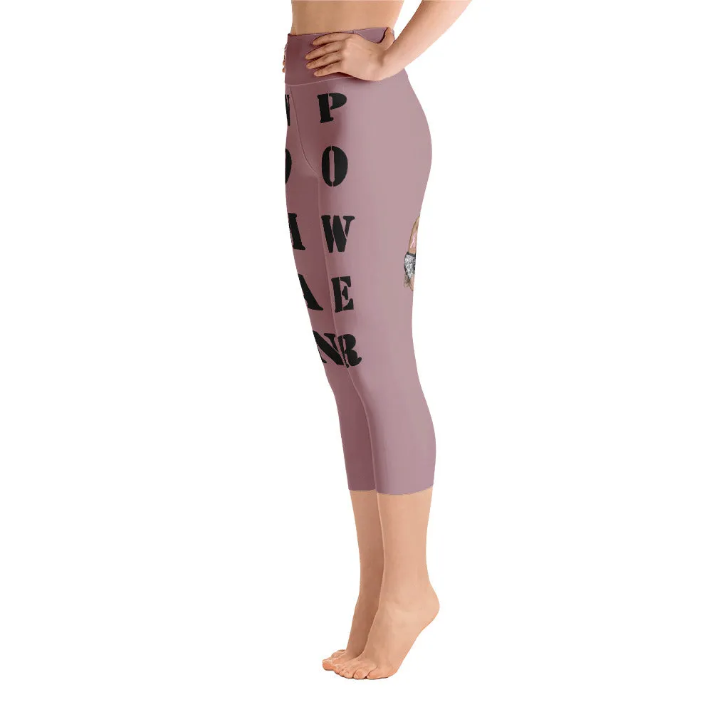 Our best viral leggings dusty rose woman power black letters