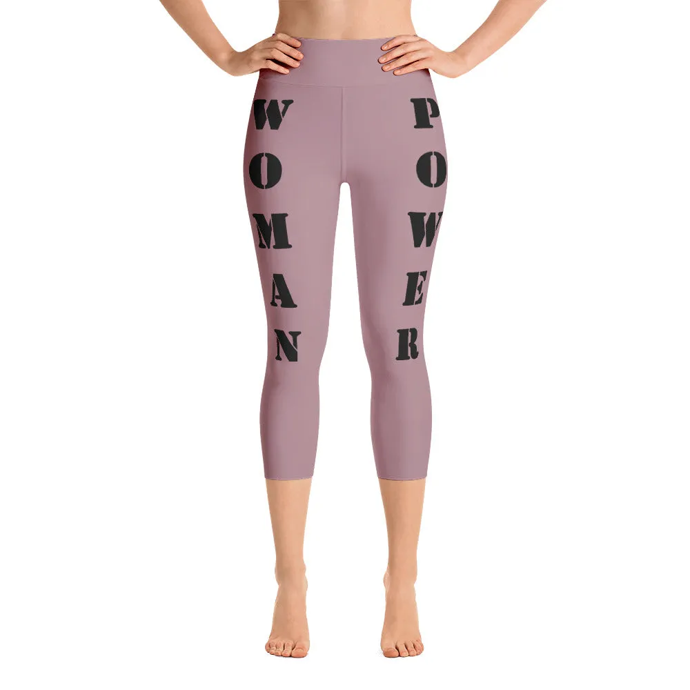 Our best viral leggings dusty rose woman power black letters