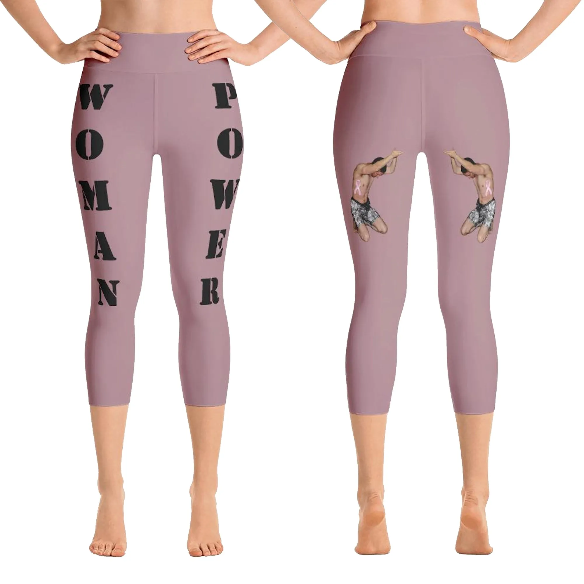 Our best viral leggings dusty rose woman power black letters