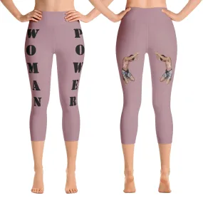 Our best viral leggings dusty rose woman power black letters