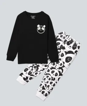 Panda Pattern Full Sleeves T-Shirt & Pants Set