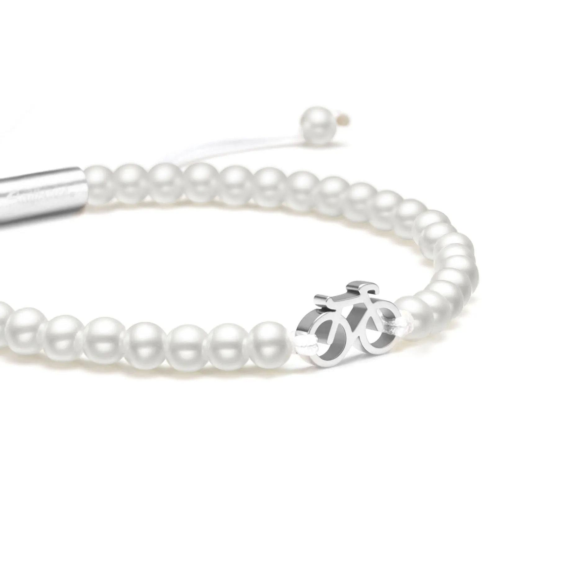 Pearl Silver Bike Bracelet