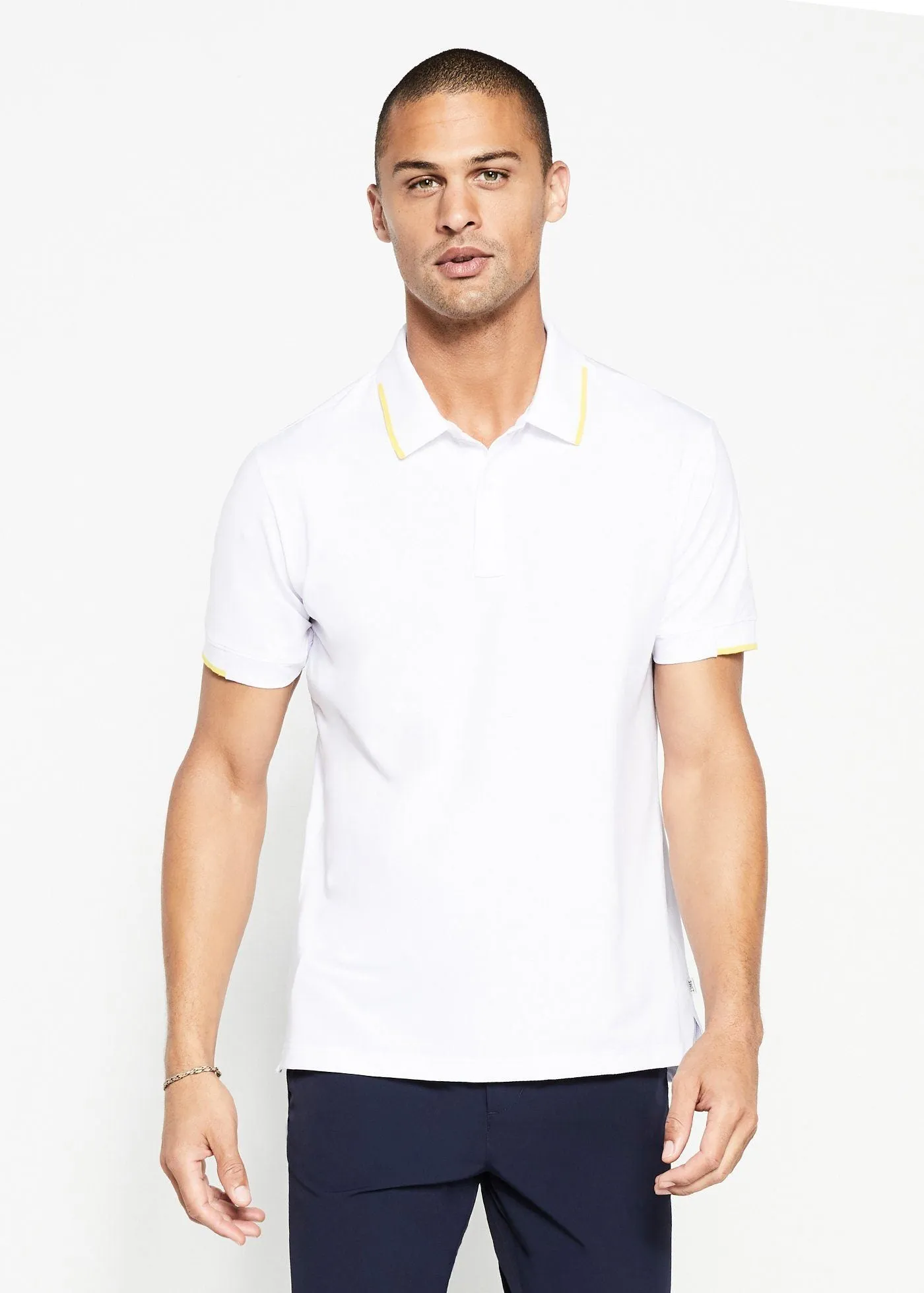 Performance Tipped Polo | White w/Yellow Tipping