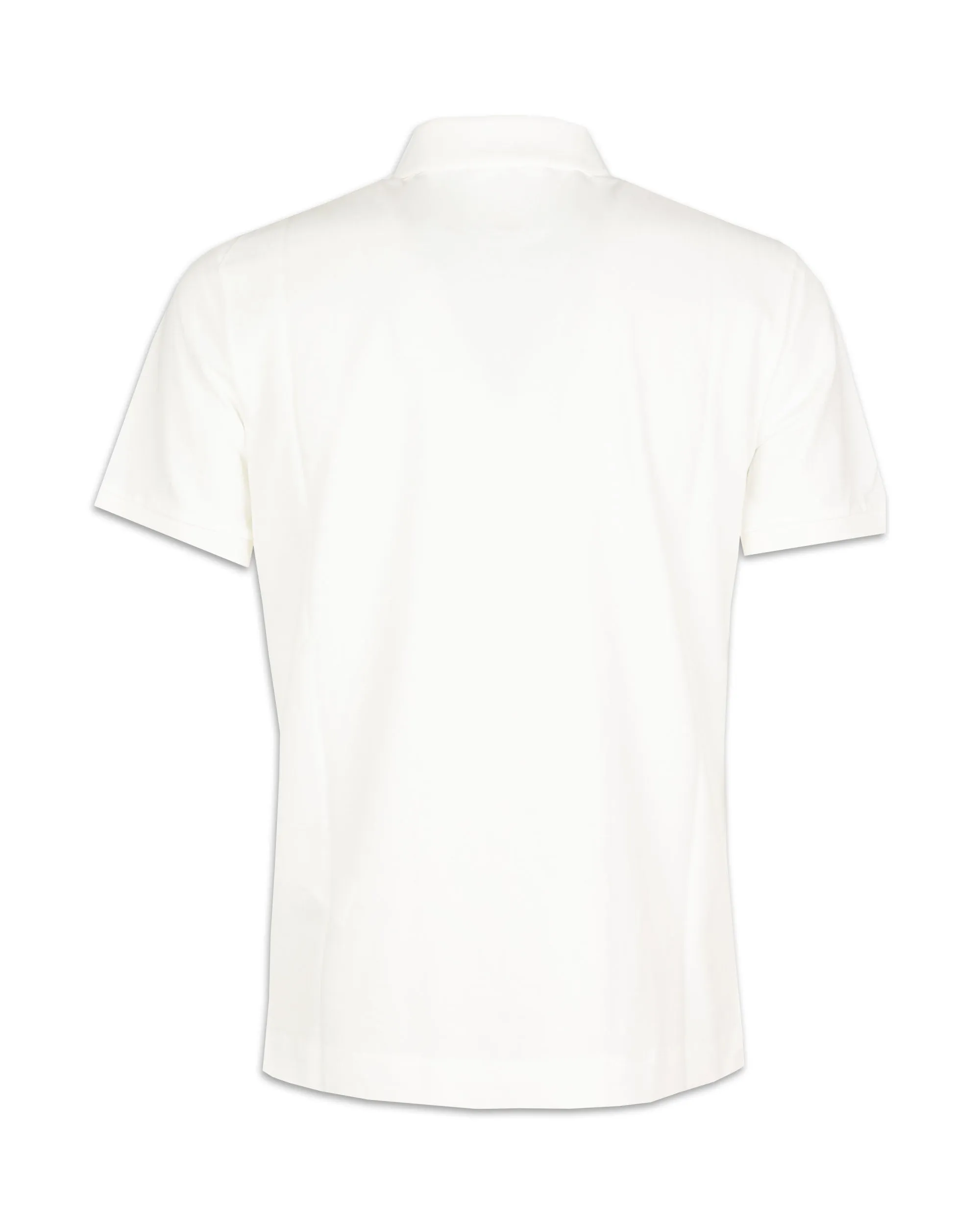 Polo Uomo CP Company Stretch Piquet Slim Zipped Polo Shirt Gauze White