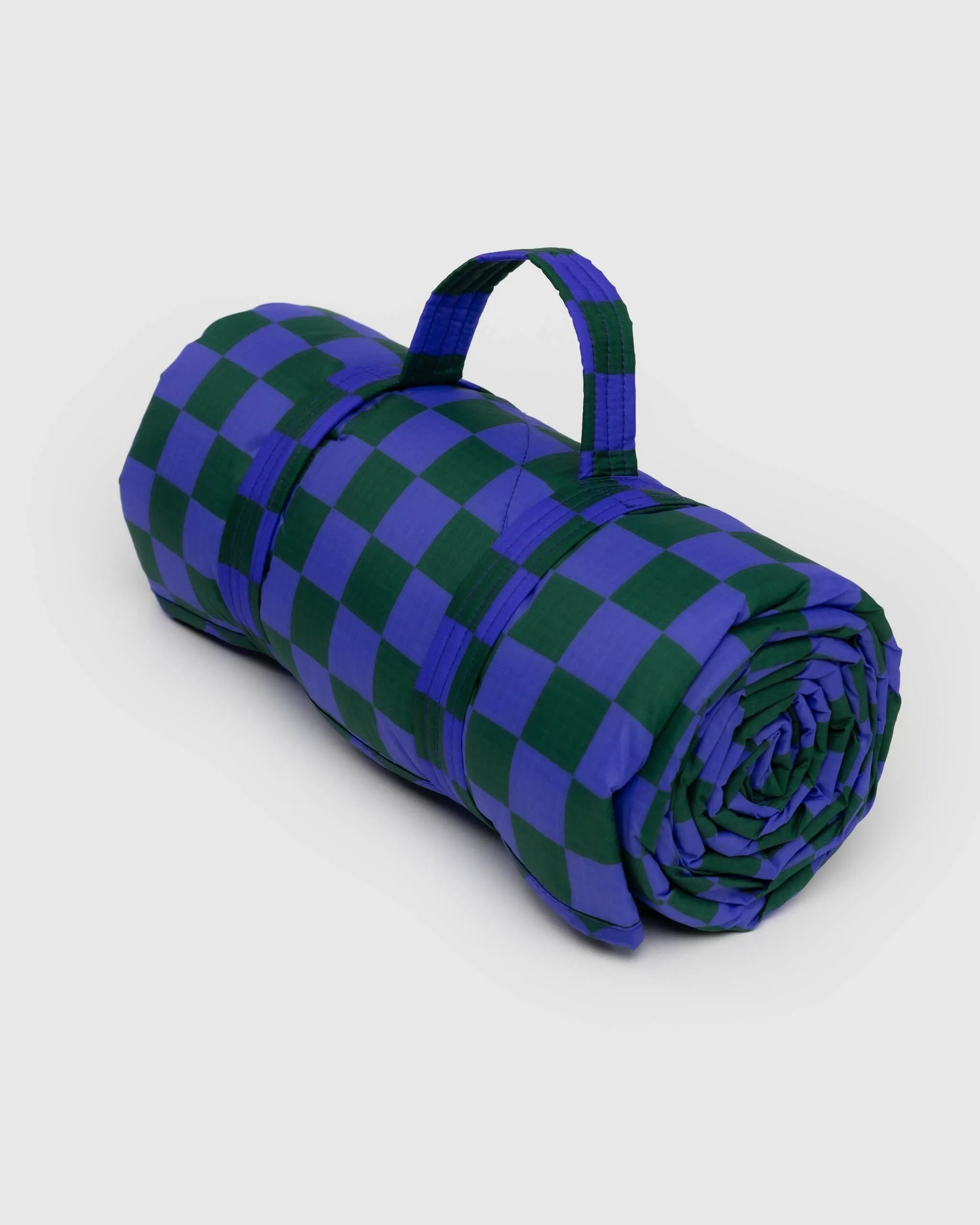 Puffy Picnic Blanket - Iris Green Check