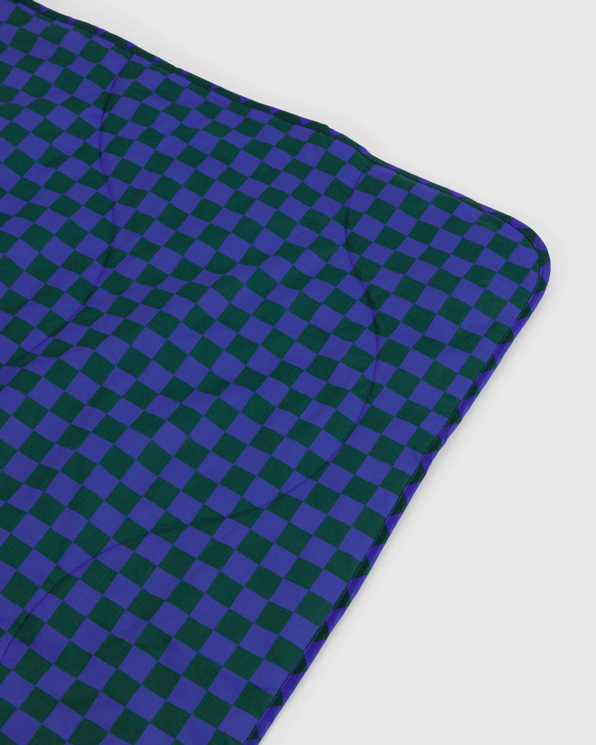 Puffy Picnic Blanket - Iris Green Check