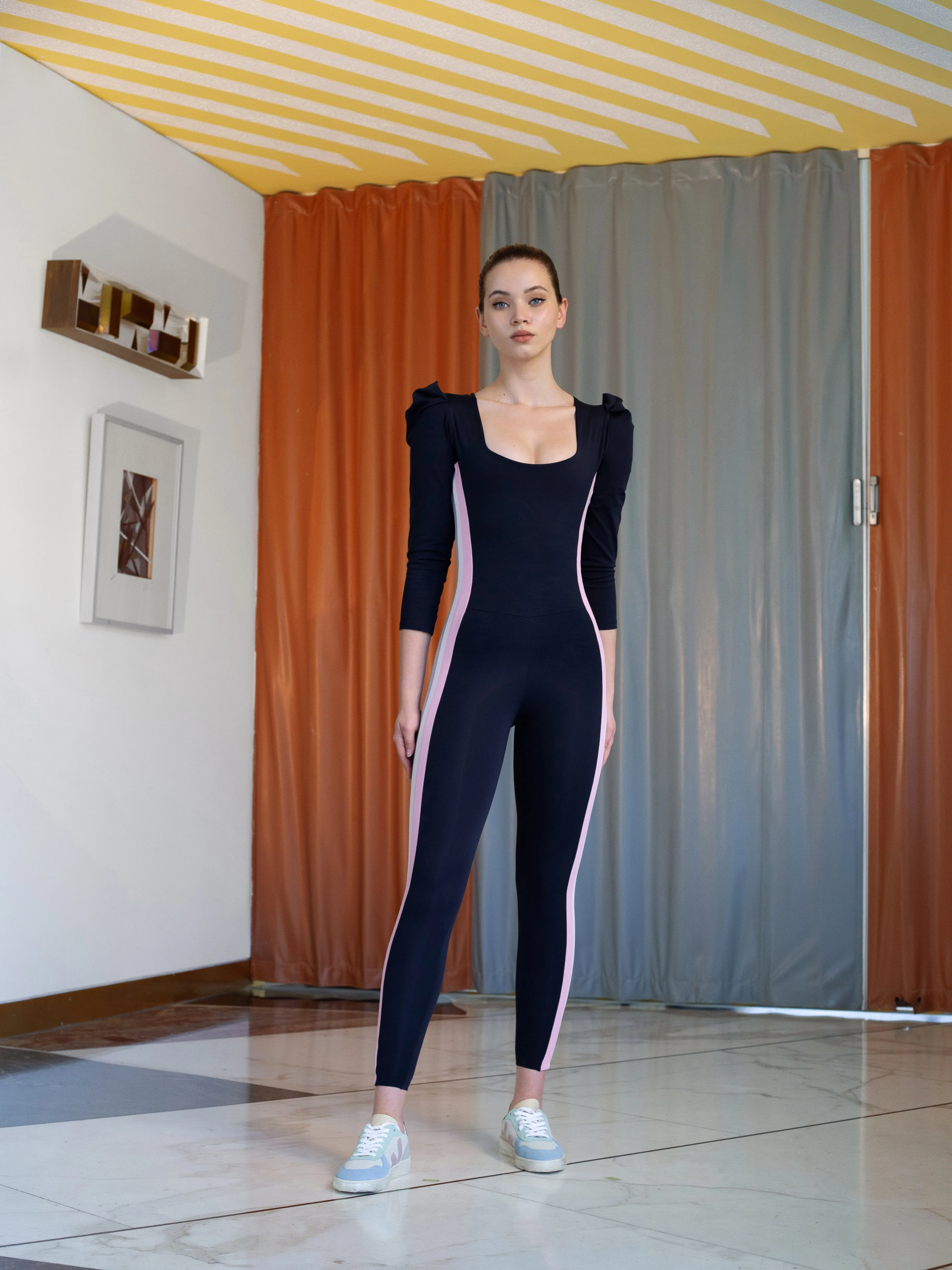 Rainbow Unitard Long Sleeve Black / Pastel