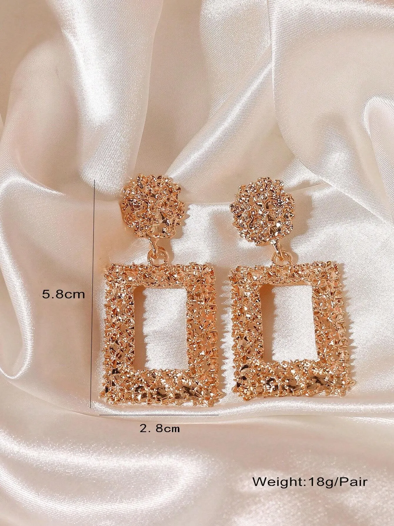 Reriti Retro Style Square Electroplated Earrings - Rose Gold