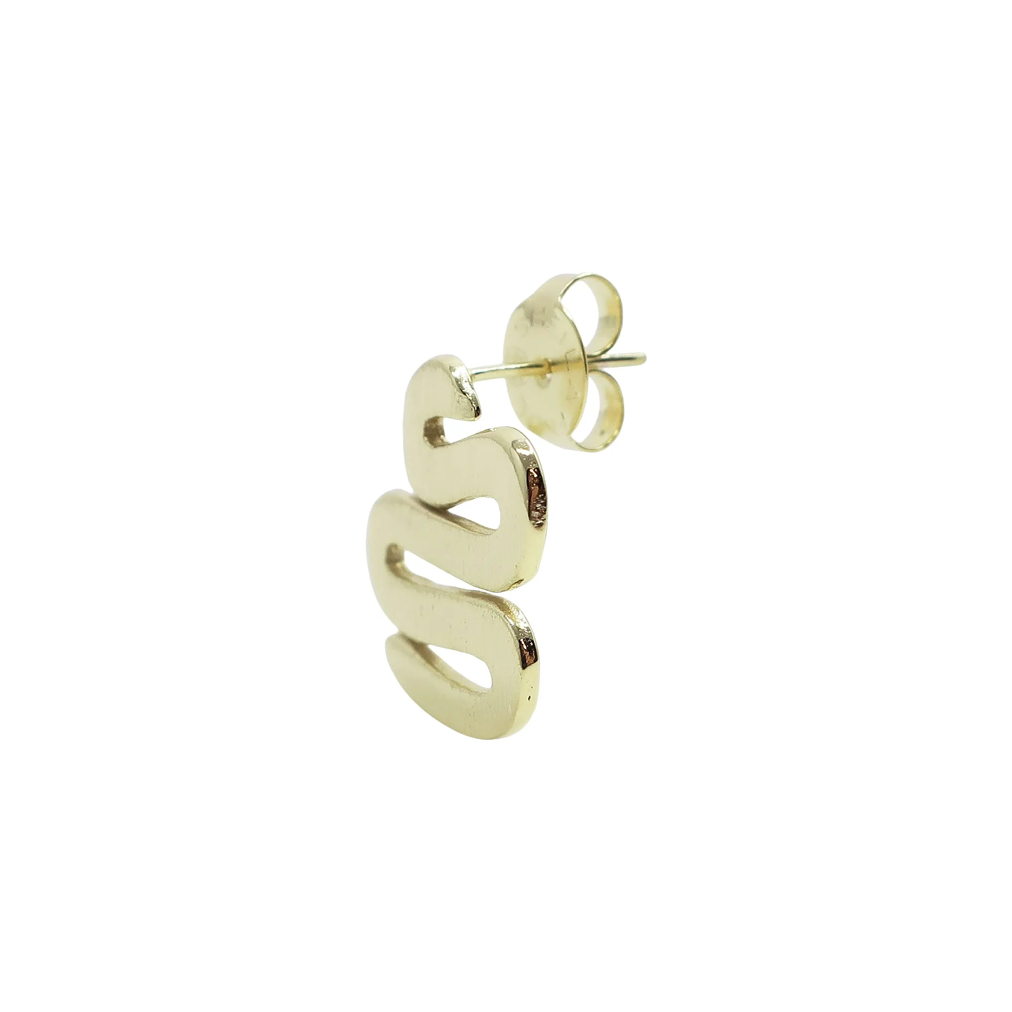 Sheila Fajl Sweet Lucy Snake Shaped Stud Earrings in Brushed Gold Plated